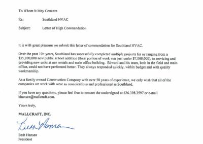 MCI letter of commendation